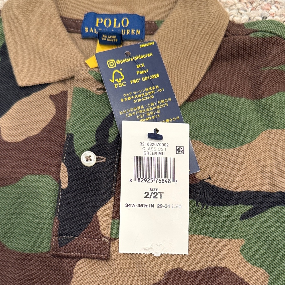 Polo by Ralph Lauren Kids Green and Brown Camouflage Polo - Picture 2 of 3